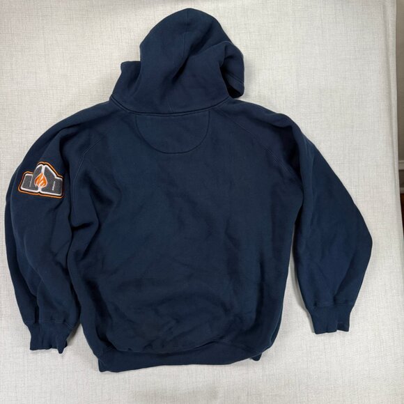 VTG Johnny Blaze Bulldog Hoodie Embroidered Graphic Navy Pullover Size XL - Picture 2 of 13